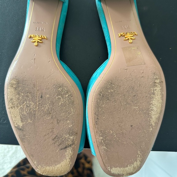 Prada Turquoise Embellished Slide Sandals - Picture 4 of 4